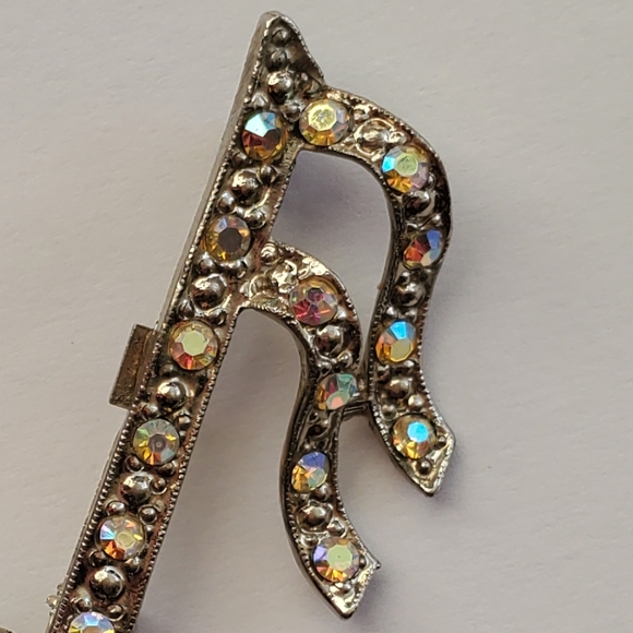 16th Note Musical Symbol Vintage Brooch - Picture 10 of 10